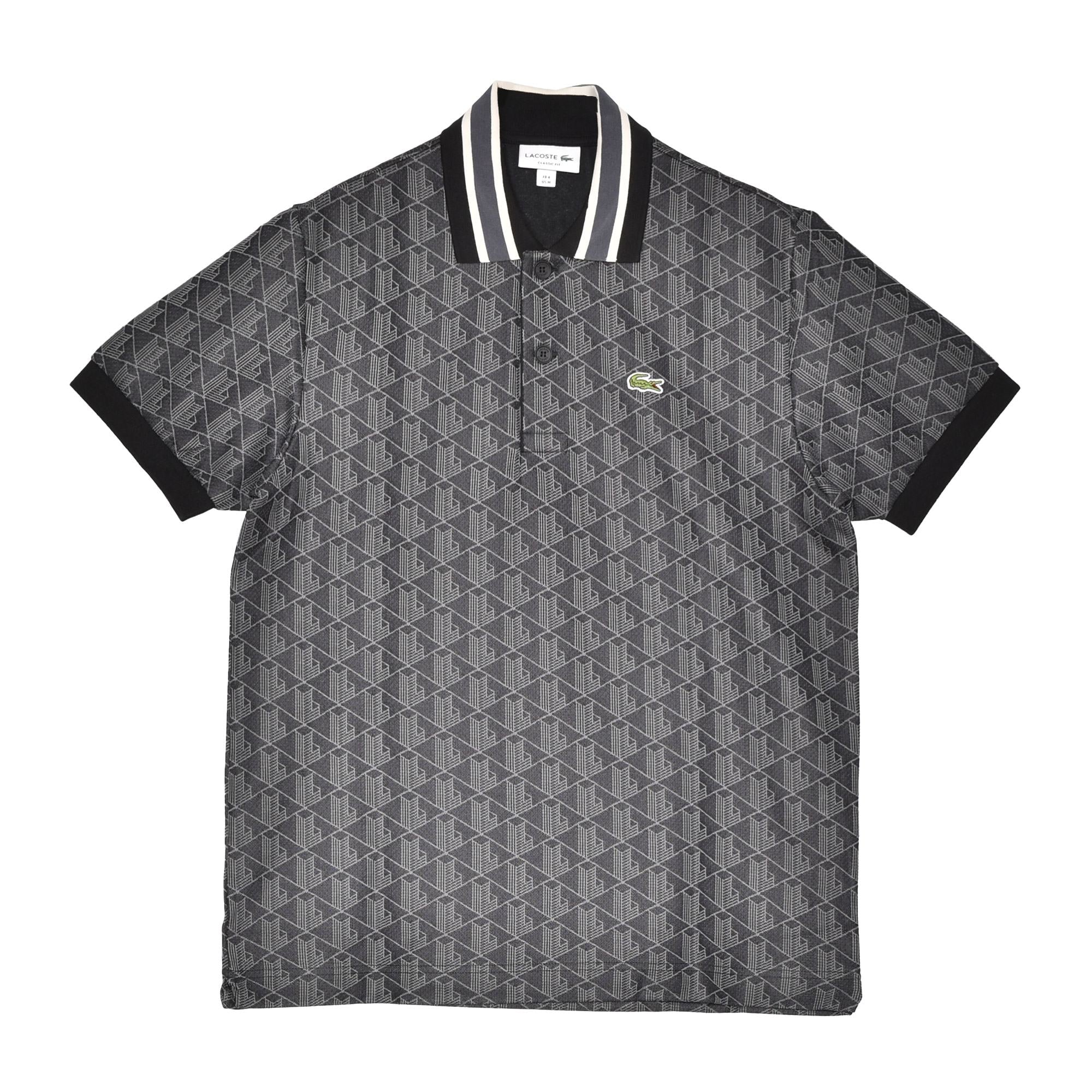 新品未使用タグ付き　ラコステ　モノグラムジャガード　半袖ポロシャツ　サイズ４ ラコステ LACOSTE モノグラムジャカードポロシャツ DH1417 半袖