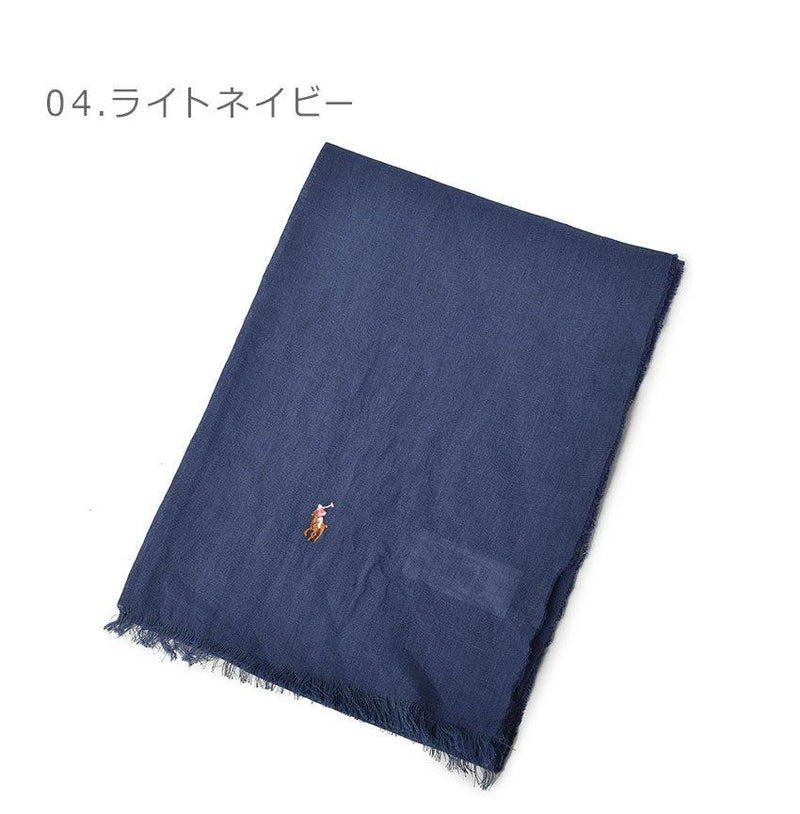 ワンポイント ウォッシュドリネン スカーフ PS0108 スカーフ ネイビー 紺 ブルー 青 4カラー
