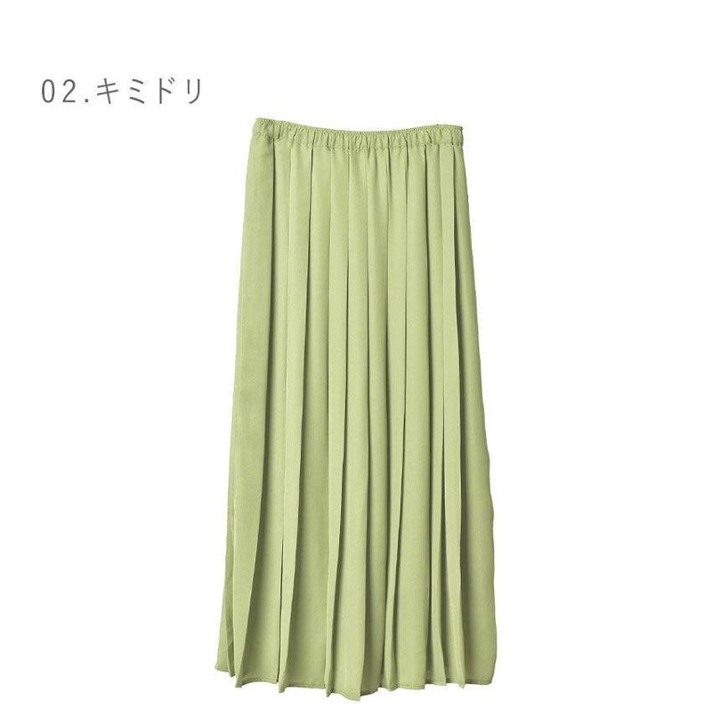 MANYWAYプリーツスカート 1014-5469 スカート ベージュ グリーン 黄緑 ブラウン 3カラー