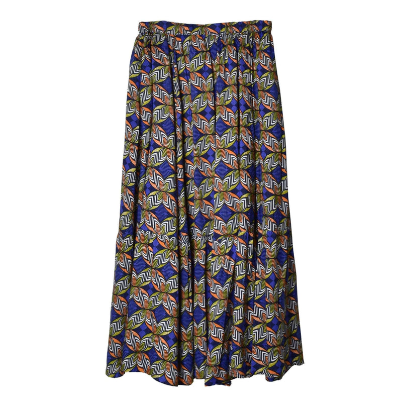 アフリカン柄ギャザースカート WQA2206 スカート ピンク ブルー 青 3カラー