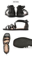 クロス編みバックジップ フラットサンダル TO-399 サンダル 2カラー