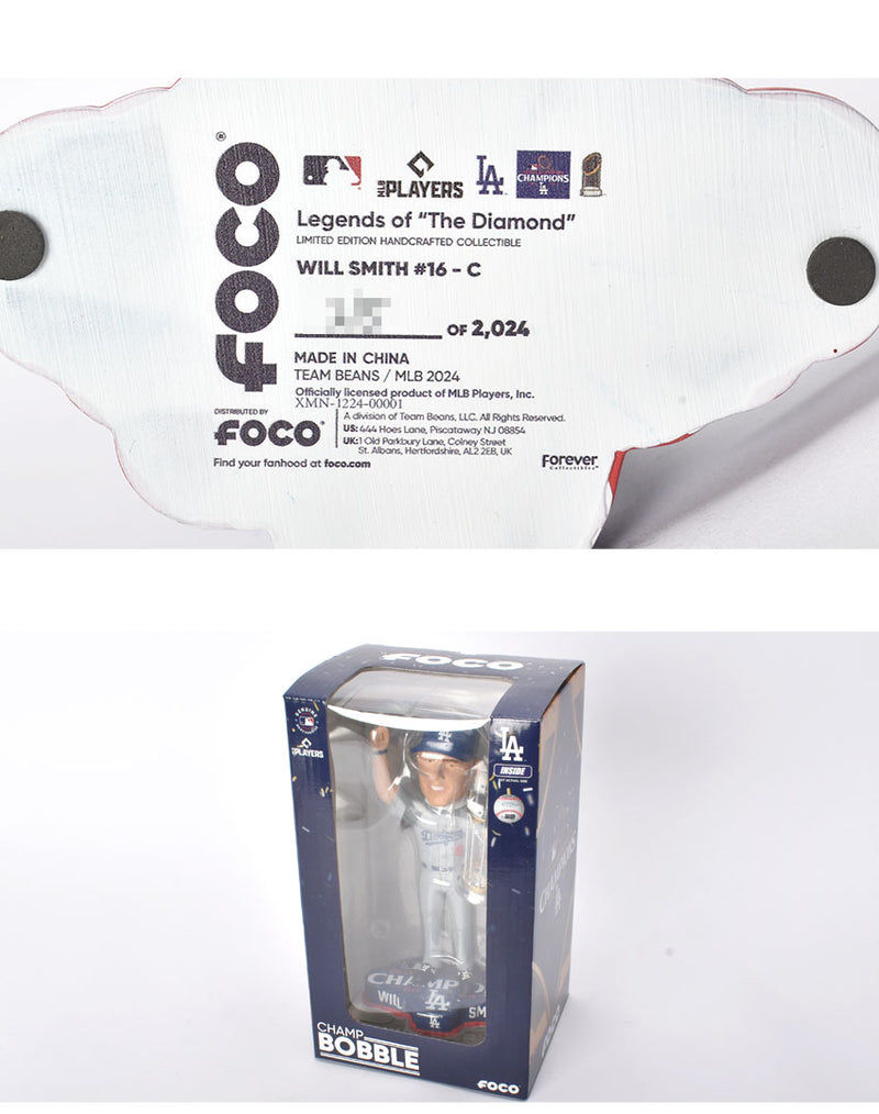 Will Smith Los Angeles Dodgers 2024 World Series Champions Bobblehead BHMBCHWS24
LDWS ボブルヘッド