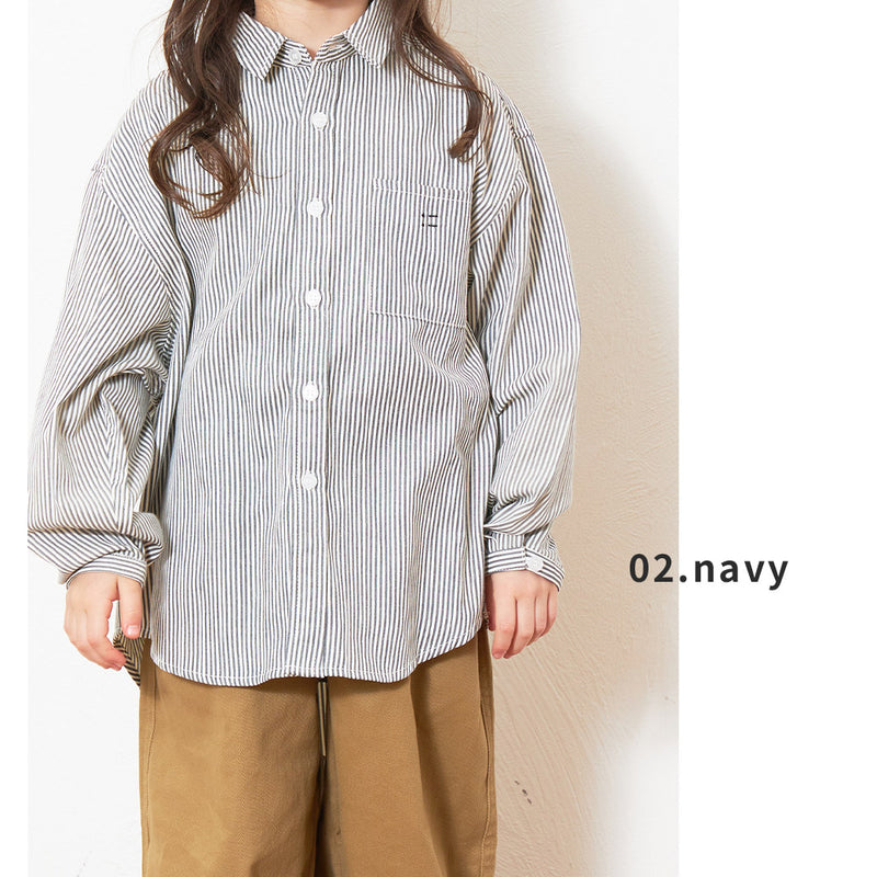 長袖シャツ 0034K ストライプシャツ 3カラー 当日出荷