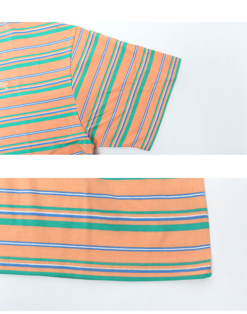 STRIPE LOOSE CROPPED TEE BE01C205 半袖Tシャツ 2カラー