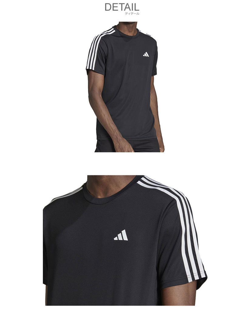 トレイン エッセンシャルズ スリーストライプス トレーニング半袖Tシャツ BXH41 4カラー