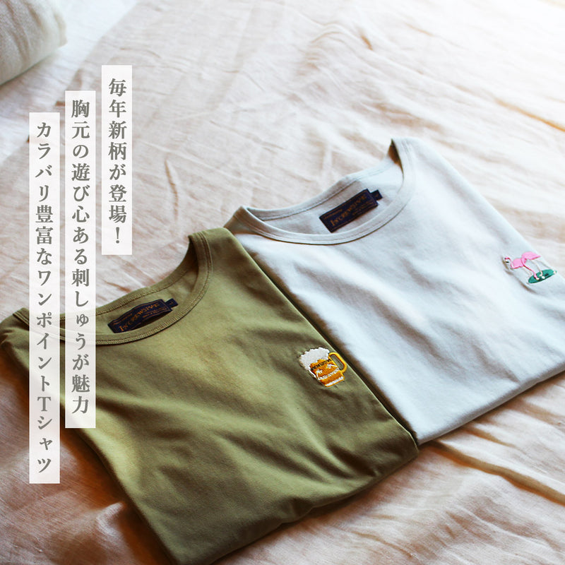 6.5オンス コットン ワンポイント刺繍Tシャツ IN-1114S 2カラー