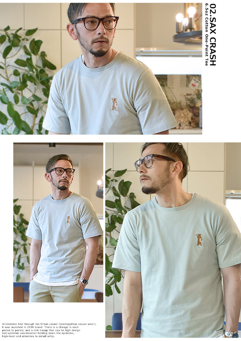 6.5オンス コットン ワンポイント刺繍Tシャツ IN-1114S 2カラー