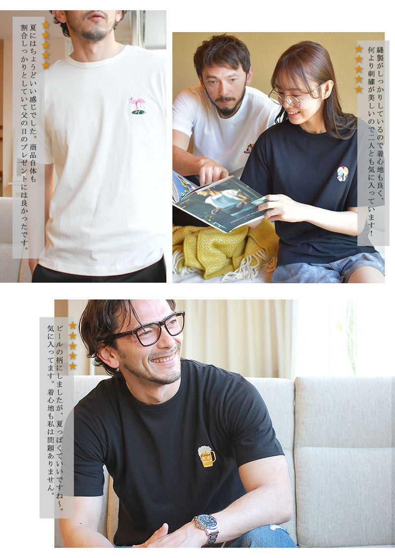 6.5オンス コットン ワンポイント刺繍Tシャツ IN-1114S 2カラー