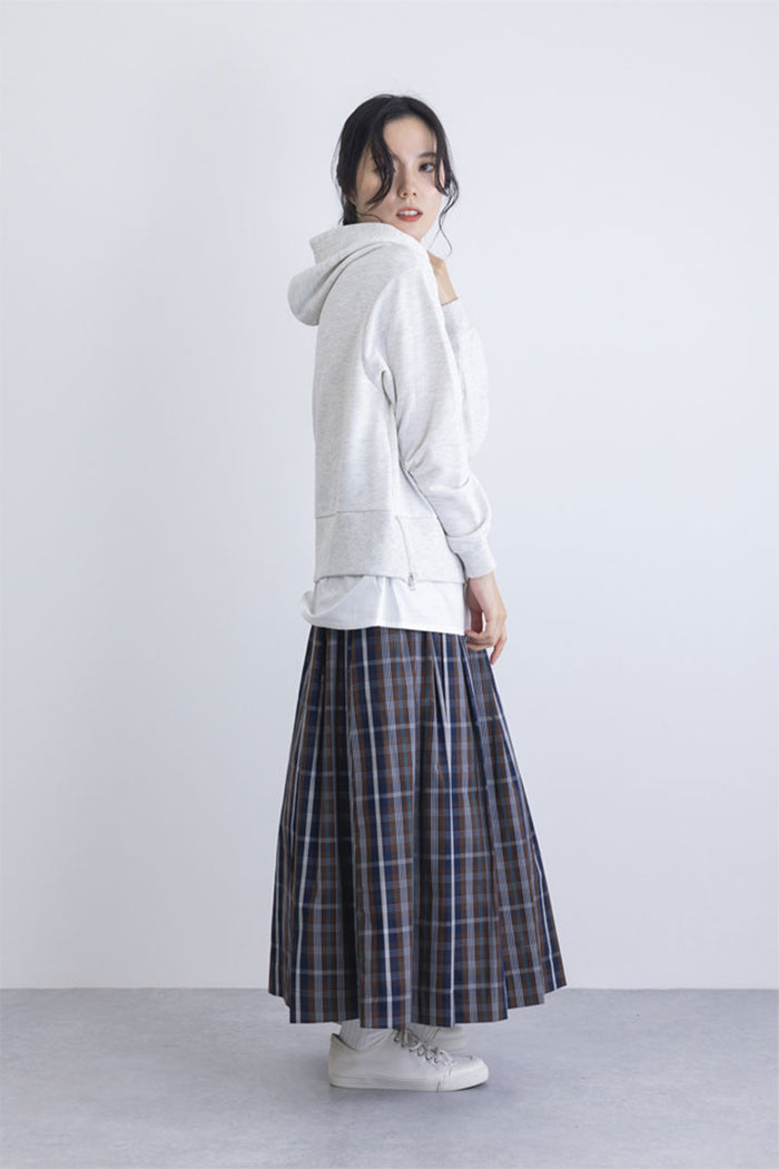 【新品・タグ付き】今期新作 人気　BRIEFING スカート グレー S ナチュ&ダイアリー NACHU&DIARY 先染めチェックウエストタック