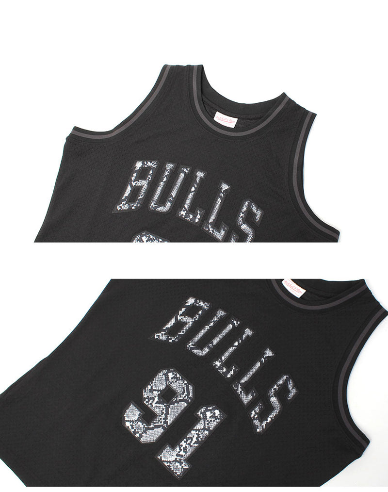NBA LEATHER SNAKESKIN SWINGMAN JERSEY BULLS 1995 DENNIS RODMAN JY8787-CBUBLCK ユニフォーム 1カラー