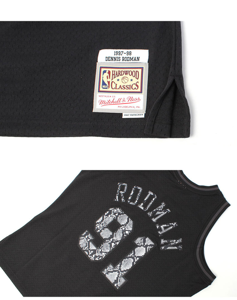 NBA LEATHER SNAKESKIN SWINGMAN JERSEY BULLS 1995 DENNIS RODMAN JY8787-CBUBLCK ユニフォーム 1カラー