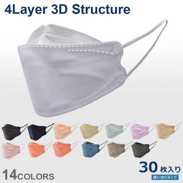【1620枚】立体マスク 3D 4層構造 不織布 30枚×54箱 14カラー