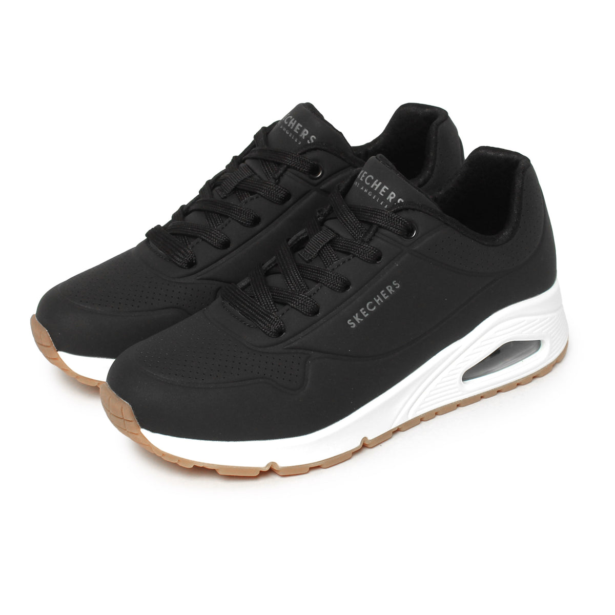 SKECHERS スケッチャーズ スニーカー メンズ 黒 革靴 本革
