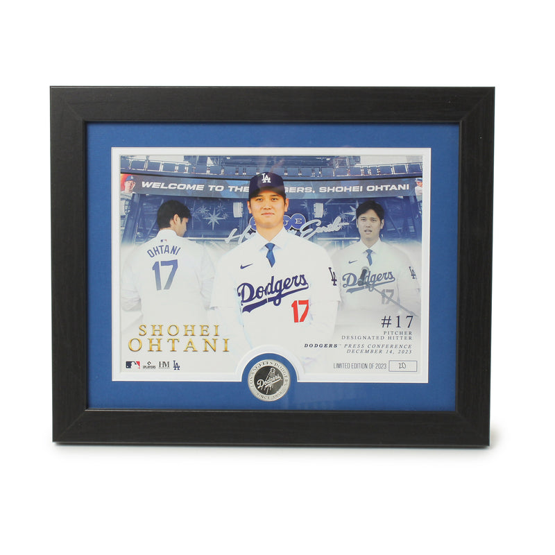 LOS ANGELES DODGERS SHOHEI OHTANI HIGHLAND MINT PRESS CONFERENCE SILVER COIN PHOTO MINT 21759990 21759989 インテリア 2カラー