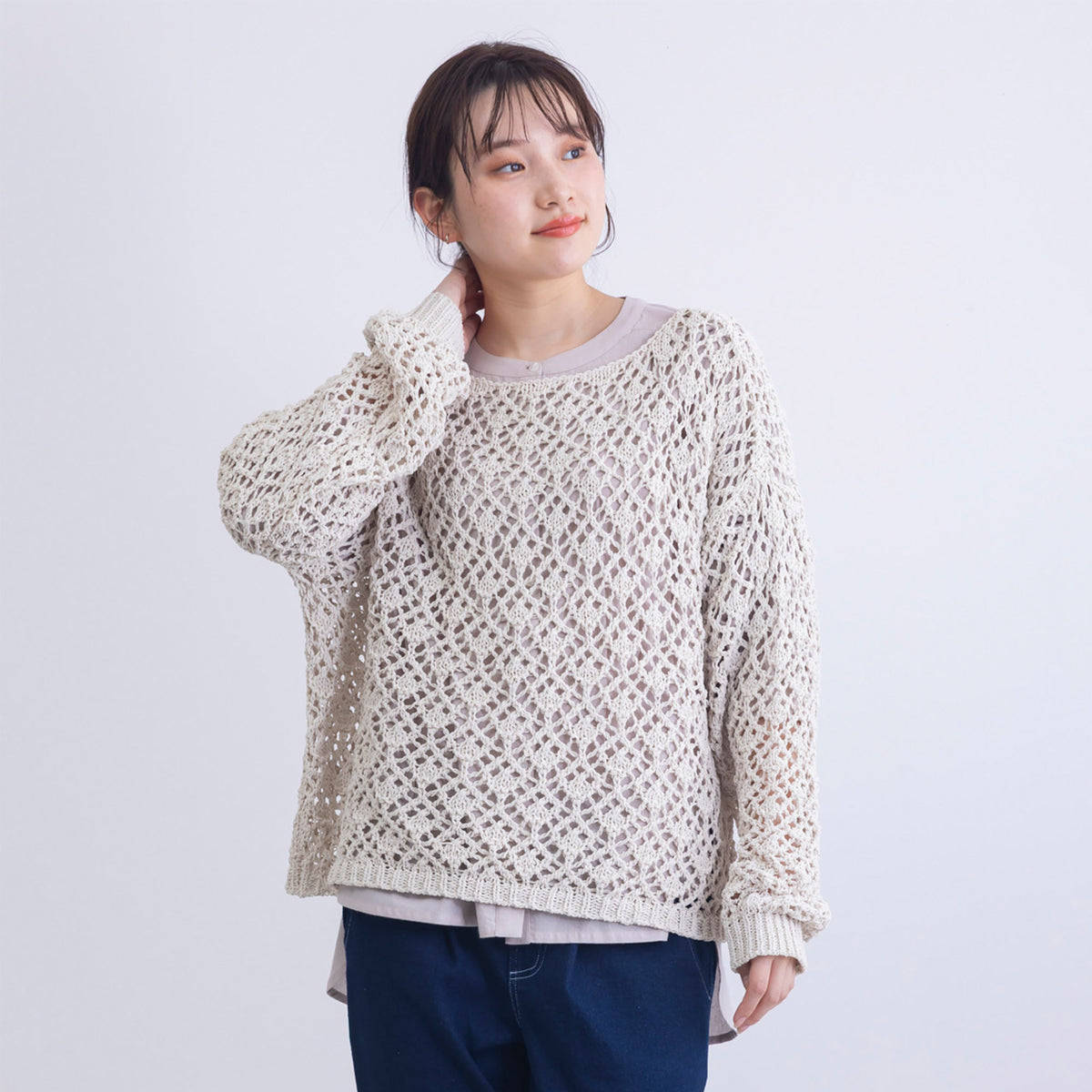 ナチュ&ダイアリー NACHU&DIARY モールかぎ針ニットプルオーバー
