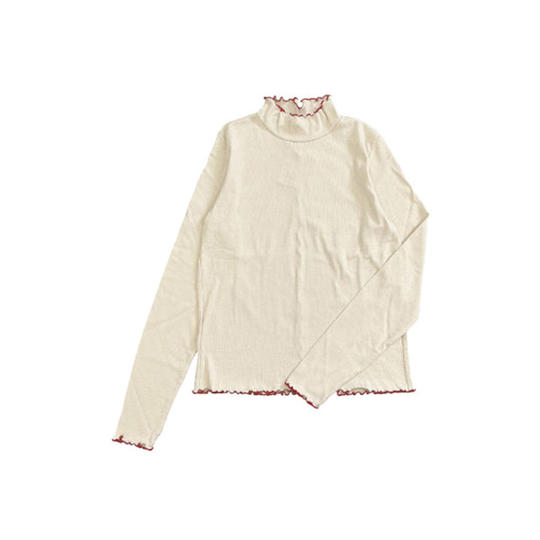 テレコリブ配色ミシンスリットタートル長袖 GCS0773 トップス 4カラー