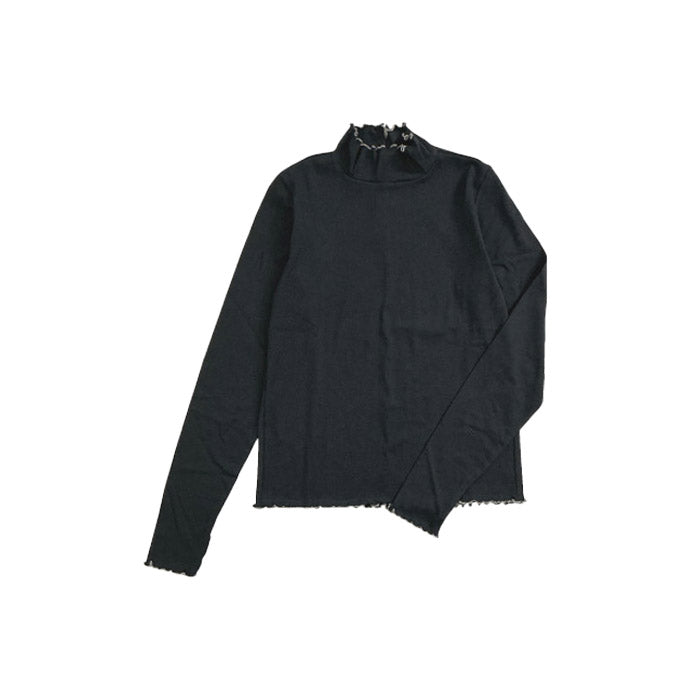 テレコリブ配色ミシンスリットタートル長袖 GCS0773 トップス 4カラー