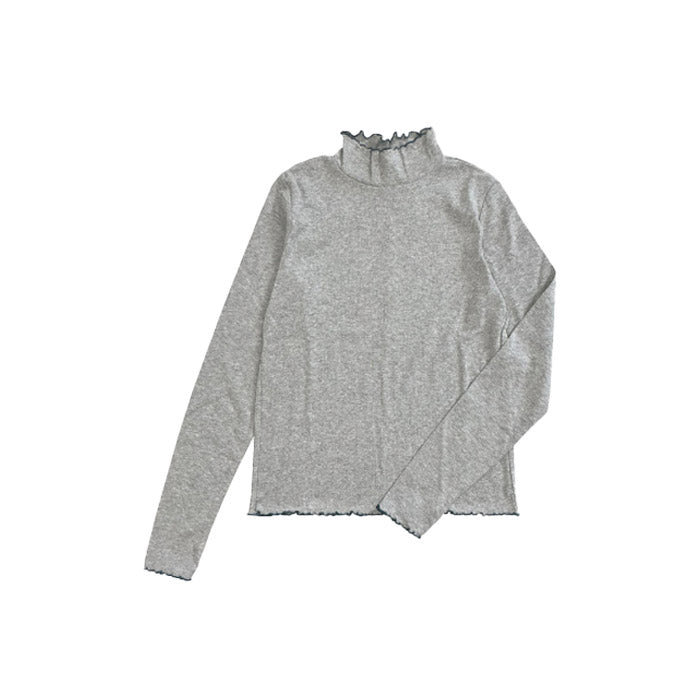 テレコリブ配色ミシンスリットタートル長袖 GCS0773 トップス 4カラー