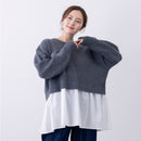布帛ドッキングニットプルオーバー GKT5114 トップス 4カラー