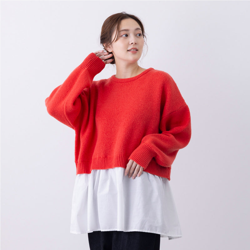 布帛ドッキングニットプルオーバー GKT5114 トップス 4カラー