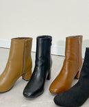 サイドジップ スクエアトゥ ショートブーツ TO-355 ブーツ ブラック 黒 ブラウン 茶 ベージュ 4カラー