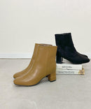 サイドジップ スクエアトゥ ショートブーツ TO-355 ブーツ ブラック 黒 ブラウン 茶 ベージュ 4カラー