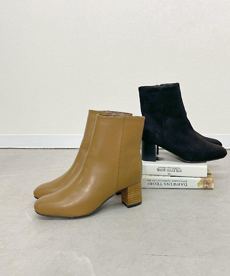 サイドジップ スクエアトゥ ショートブーツ TO-355 ブーツ ブラック 黒 ブラウン 茶 ベージュ 4カラー