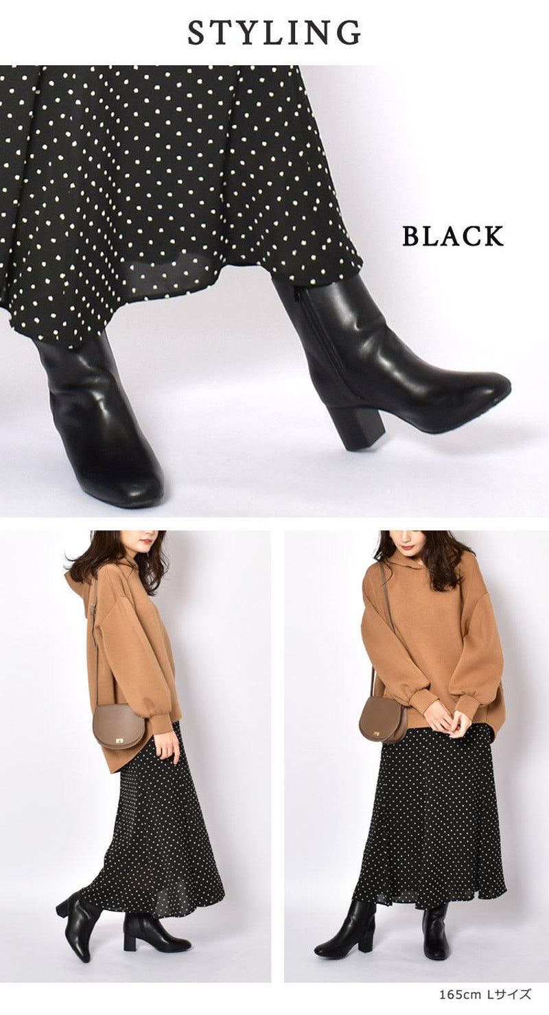 サイドジップ スクエアトゥ ショートブーツ TO-355 ブーツ ブラック 黒 ブラウン 茶 ベージュ 4カラー