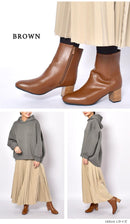 サイドジップ スクエアトゥ ショートブーツ TO-355 ブーツ ブラック 黒 ブラウン 茶 ベージュ 4カラー