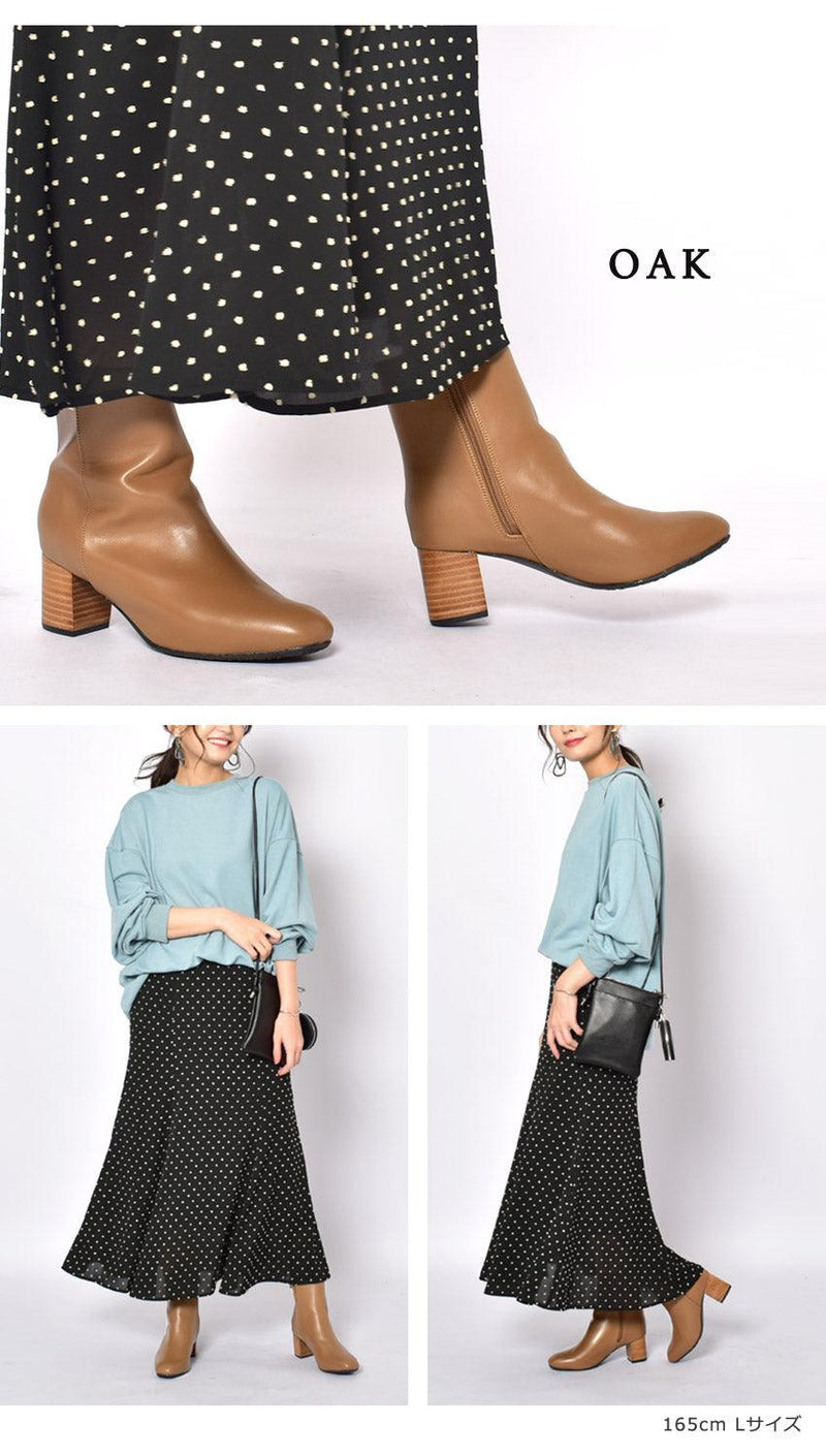 サイドジップ スクエアトゥ ショートブーツ TO-355 ブーツ ブラック 黒 ブラウン 茶 ベージュ 4カラー