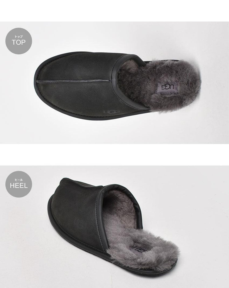 SCUFF FULL GRAIN LEATHER SLIPPER 1108192 スリッパ ブラック 黒 1カラー