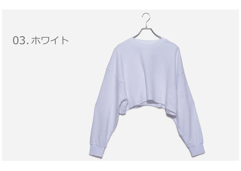 クロップジャカードミネラルウォッシュプルオーバー KT11331 長袖Tシャツ ブラック 黒 ホワイト 白 ピンク 3カラー