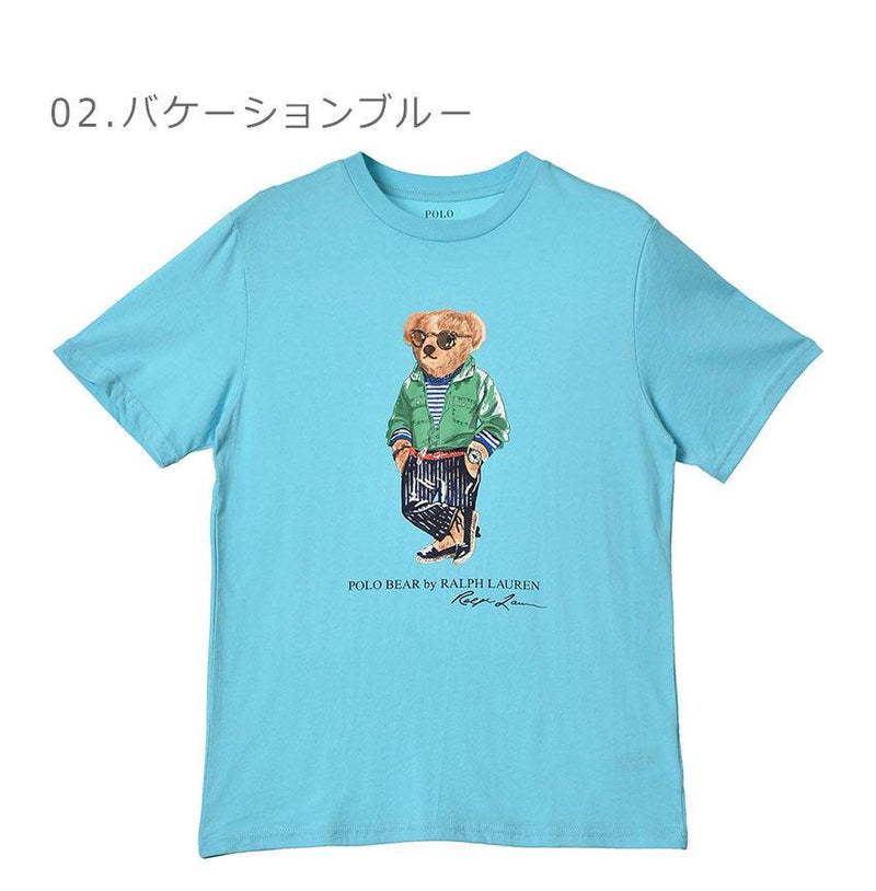ビーチベア グラフィック Tシャツ 323-865681 半袖Tシャツ ネイビー 紺 ブルー 青 2カラー