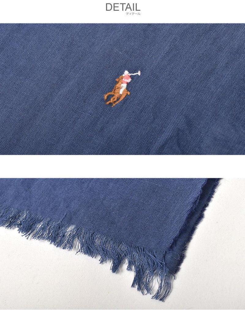 ワンポイント ウォッシュドリネン スカーフ PS0108 スカーフ ネイビー 紺 ブルー 青 4カラー