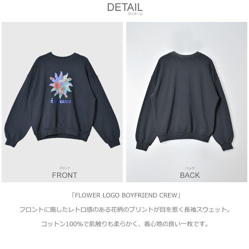 FLOWER LOGO BOY FRIEND CREW S560G4311 スウェット ブラック 黒 1カラー