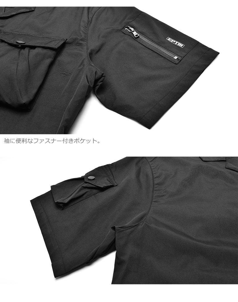 スナップボタンシャツ 半袖シャツ ブラック 黒 ネイビー 紺 5カラー