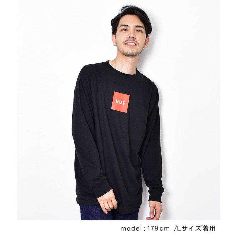 エッセンシャル ボックスロゴ ロングスリーブ Tシャツ TS01665 長袖Tシャツ ブラック 黒 ホワイト 白 2カラー