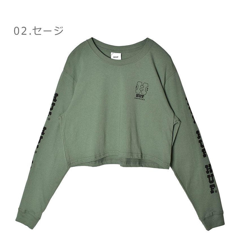 WHEELIE L/S CROP TEE WTS0057 長袖Tシャツ ホワイト 白 グリーン 緑 カーキ 2カラー