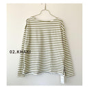 ボーダーカットソー 0027 カットソー ピンクベージュ カーキ ブルーグレー 青 レンガ 4カラー