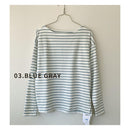 ボーダーカットソー 0027 カットソー ピンクベージュ カーキ ブルーグレー 青 レンガ 4カラー