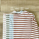 ボーダーカットソー 0027 カットソー ピンクベージュ カーキ ブルーグレー 青 レンガ 4カラー