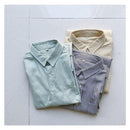 長袖シャツ 0034 ストライプシャツ グリーン 緑 ネイビー 紺 ベージュ 3カラー