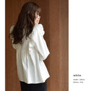 レーシーブラウス OIC-0045 長袖シャツ ホワイト 白 ブラック 黒 2カラー