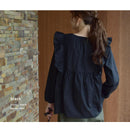 レーシーブラウス OIC-0045 長袖シャツ ホワイト 白 ブラック 黒 2カラー