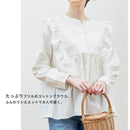 レーシーブラウス OIC-0045 長袖シャツ ホワイト 白 ブラック 黒 2カラー