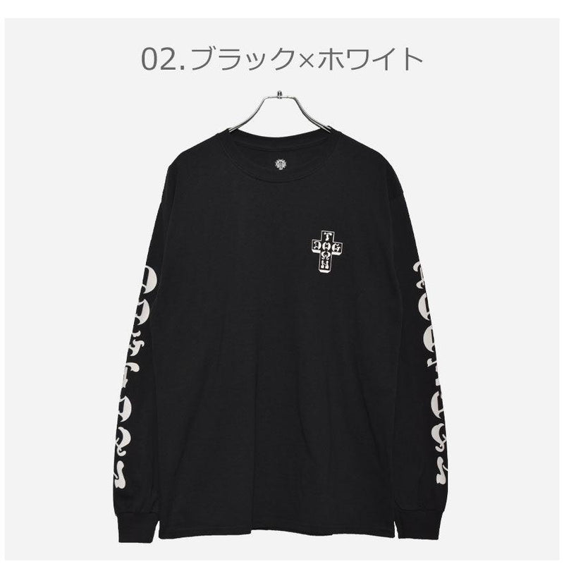 クロス スリーブ ロングTシャツ DT0103003S 長袖シャツ ブラック 黒 ホワイト 白 レッド 2カラー