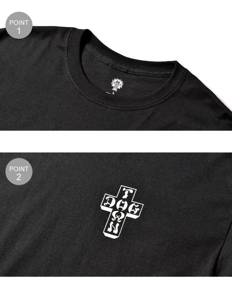 クロス スリーブ ロングTシャツ DT0103003S 長袖シャツ ブラック 黒 ホワイト 白 レッド 2カラー