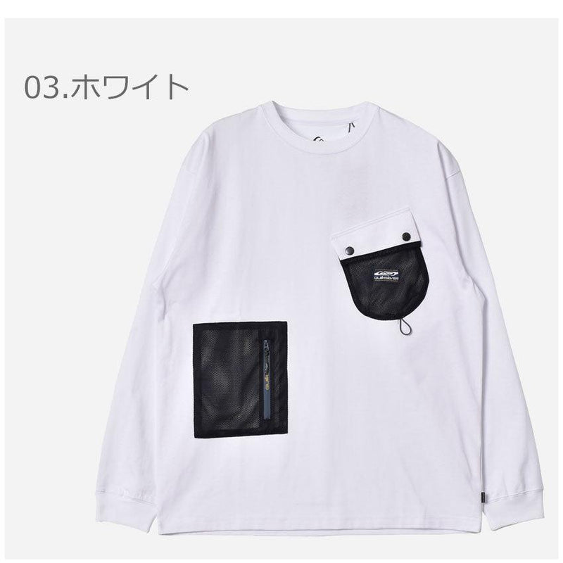 M＆W マルチポケット ロングスリーブTシャツ QLT221031 長袖Tシャツ ブラック 黒 ベージュ ホワイト 白 3カラー