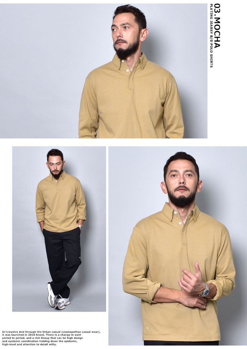 PLATING JEARSY B/D POLO SHIRTS 長袖ポロシャツ 3カラー