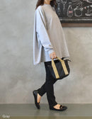 ビッグシルエットカットソー トップス ブラック 黒 ブルー 青 パープル ベージュ グレー カーキ 7カラー